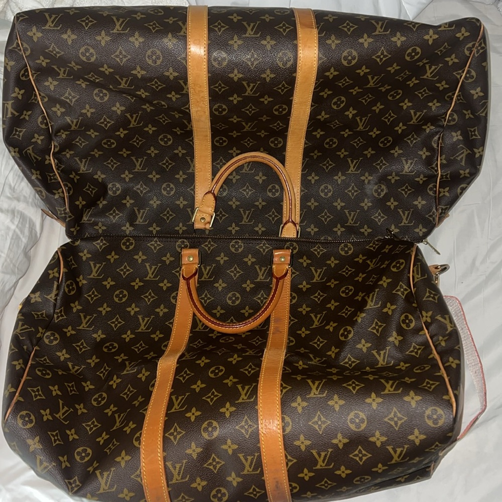 Authentic Keepall 55 Louis Vuitton Brown Monogram LV Vintage Large Travel Bag - Picture 11 of 17